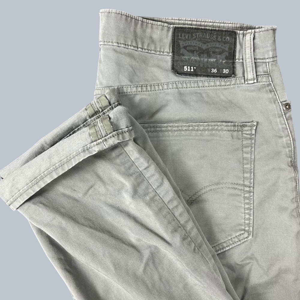 Levi's 511 Commuter Series Pants Mens 36x30 Grey 3M Selvedge Reflective Slim Fit